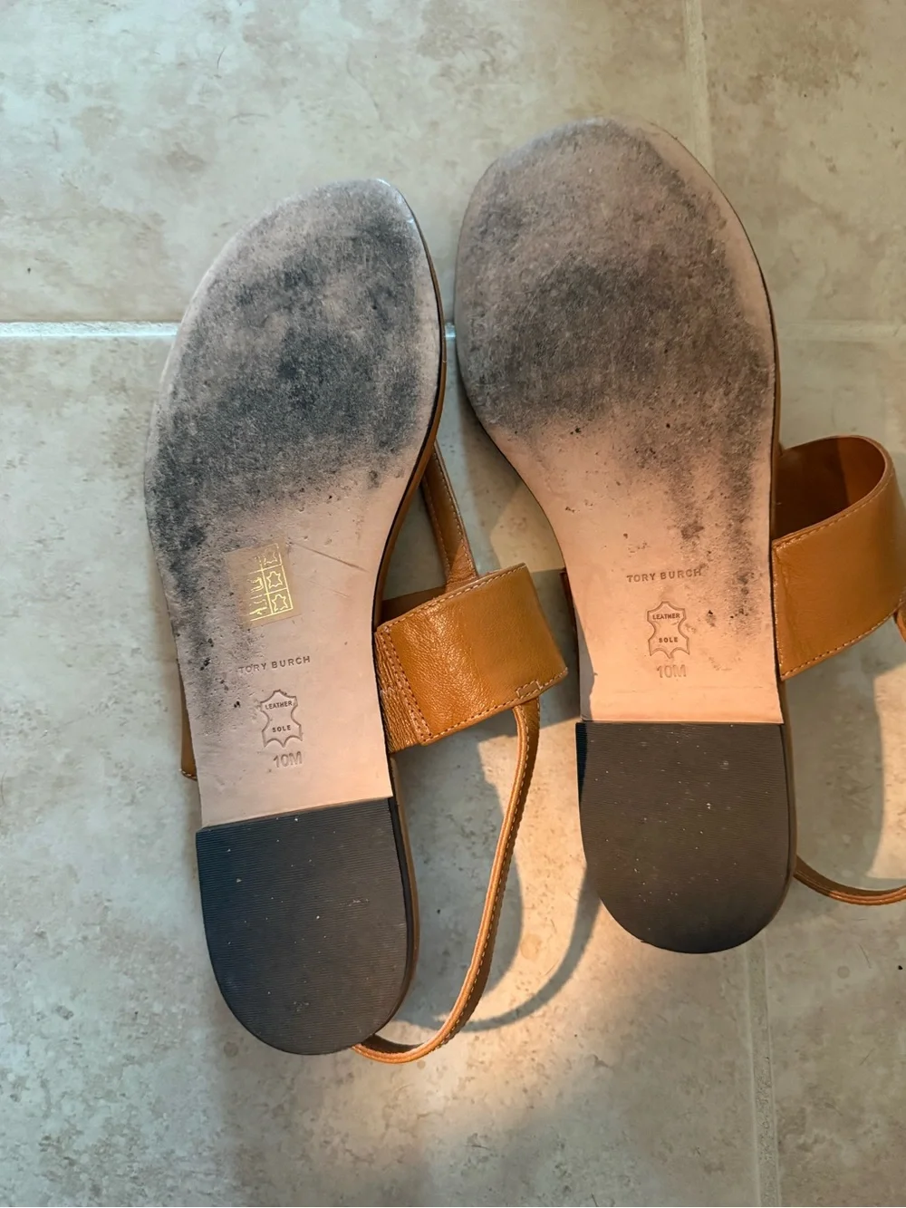 Tory Burch Tan Eleanor Leather Slingback Sandals